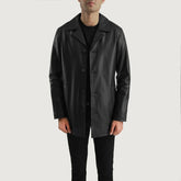 Mivus Black Leather Coat Jacket